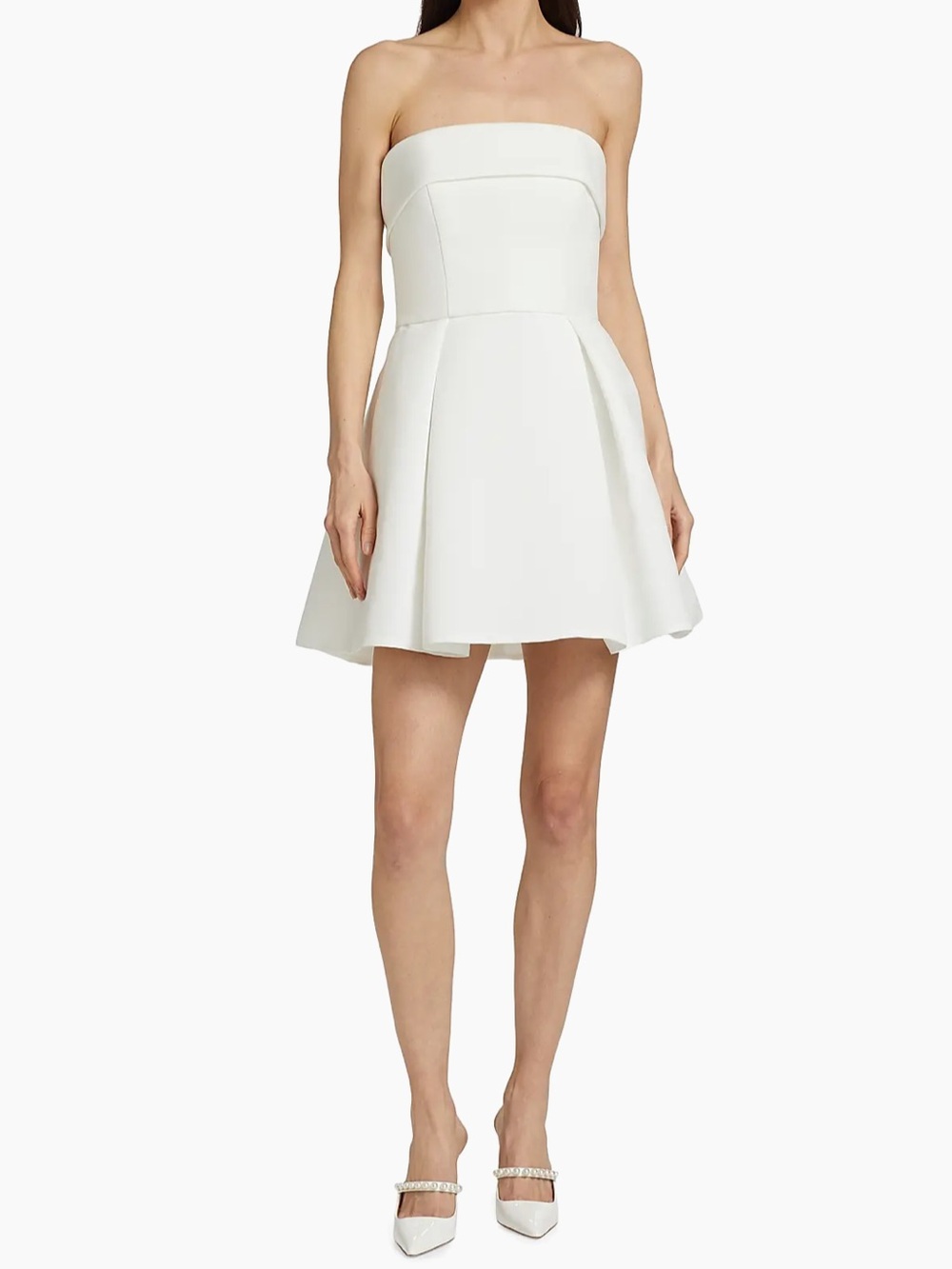 Amsale Box-Pleated Strapless Faille Minidress Size 8 NWT